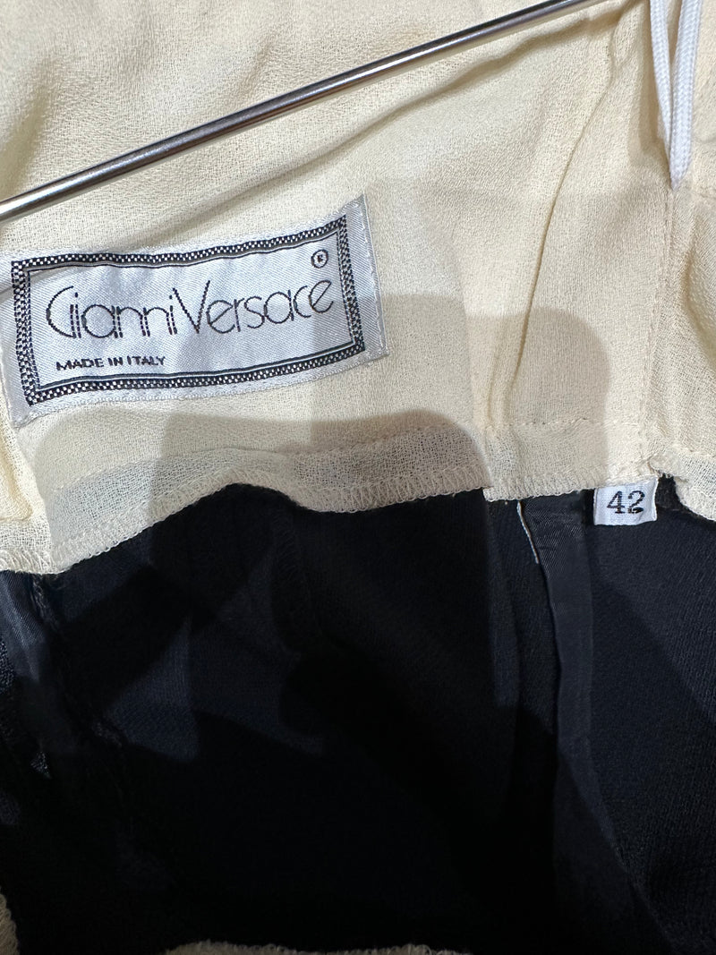 Gianni Versace 1990s Black And Ivory Bow-Detail Strapless Midi Dress