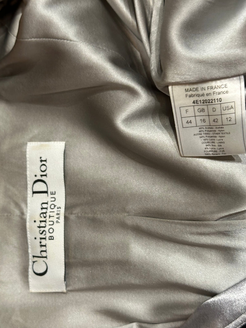 Christian Dior by John Galliano S/S 2004 Silver Metallic Satin Ruched Tulle Jacket