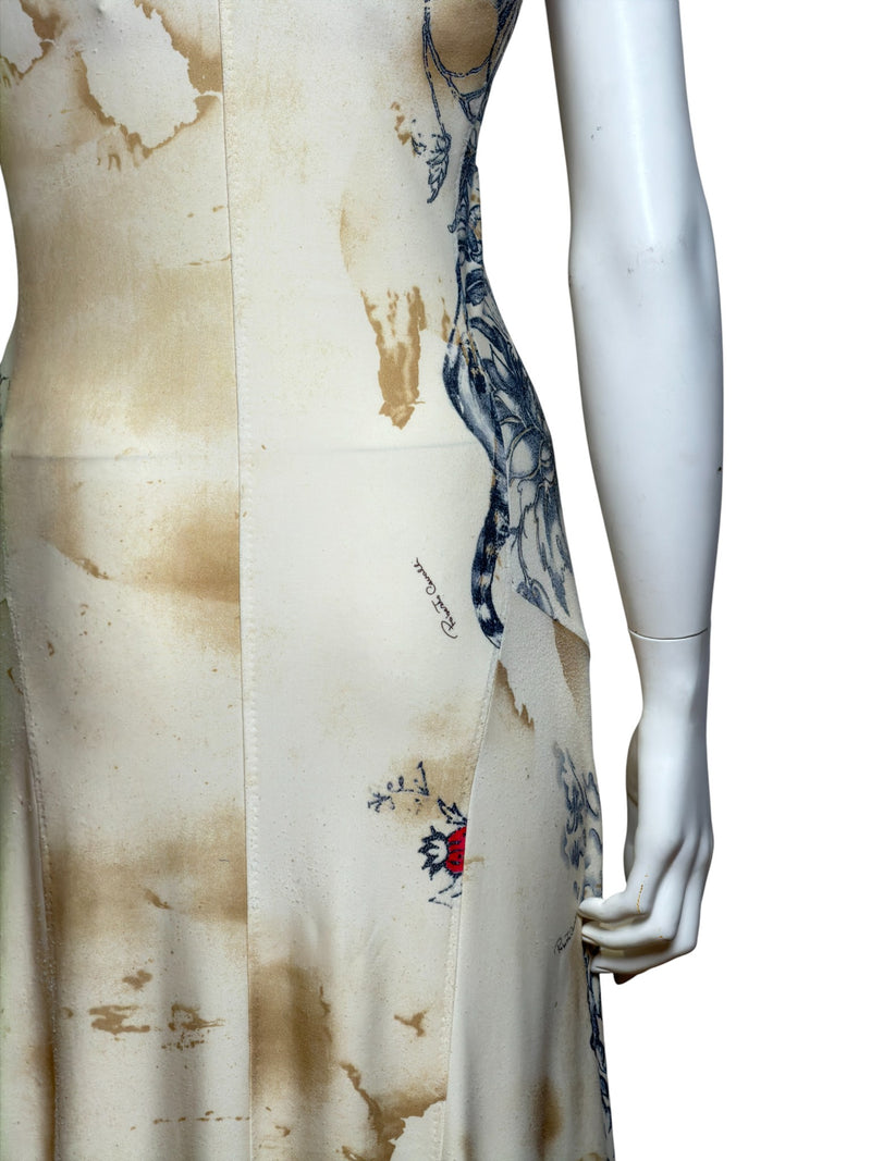 Sleeve detail of Roberto Cavalli silk dress