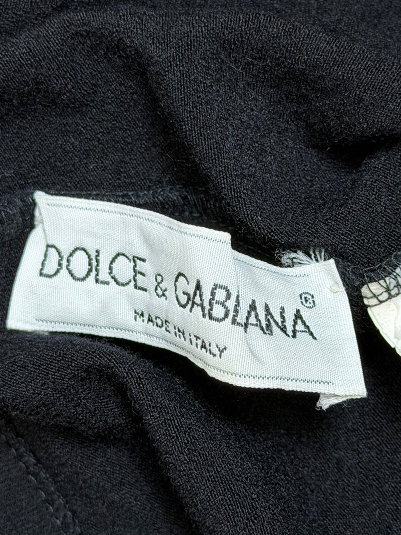 Black strapless tube dress by Dolce & Gabbana, back detail with internal boning