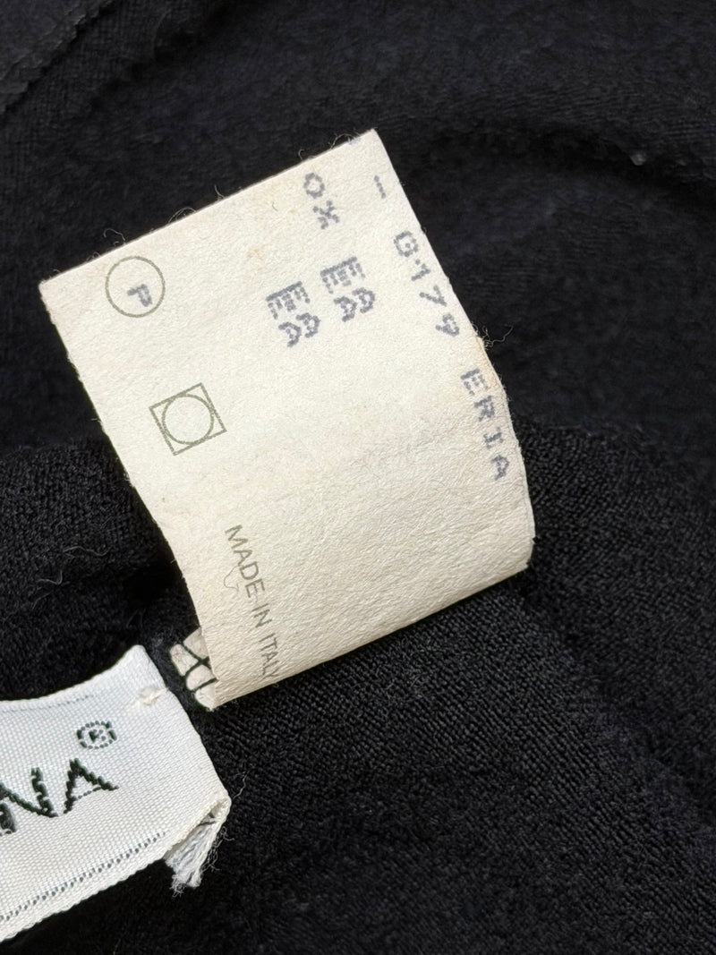 Black strapless tube dress by Dolce & Gabbana, lace hem close-up