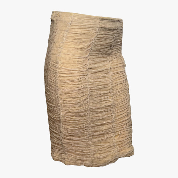 Gucci by Tom Ford S/S 2001 Silk Mesh Ruched Pencil Skirt