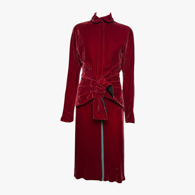 Jean Paul Gaultier F/W 2004 Burgundy Velvet Dress and Jacket Ensemble