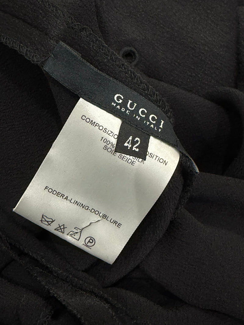 Black silk mini dress by Tom Ford for Gucci, garment label detail