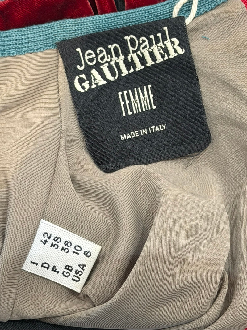Jean Paul Gaultier F/W 2004 Burgundy Velvet Dress and Jacket Ensemble