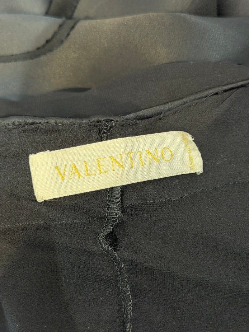 Valentino F/W 2001 Black Panther Satin One Shoulder Gown