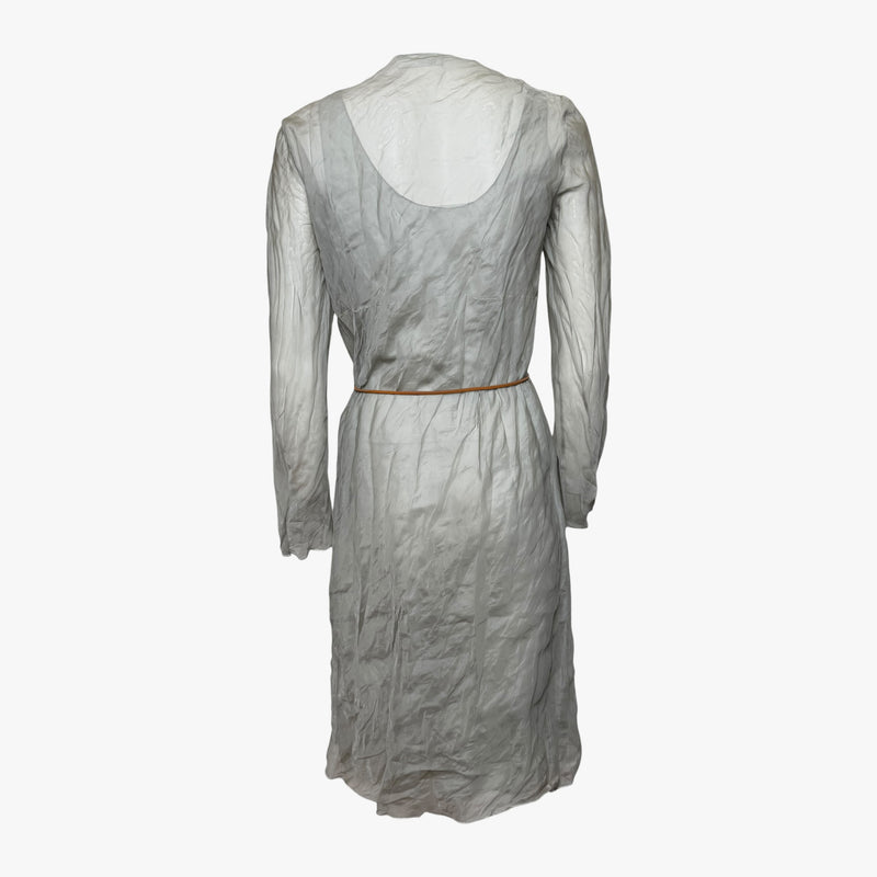 Prada S/S 1999 silk organza dress, back view with leather cord belt