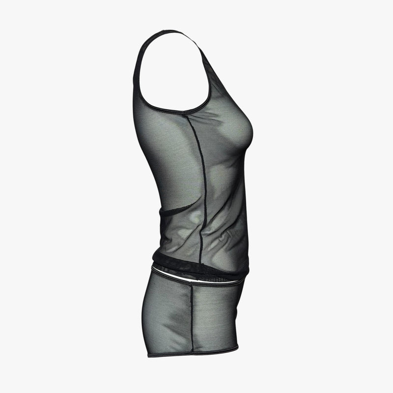 Black semi-sheer mesh tank top and brief set by Dolce & Gabbana