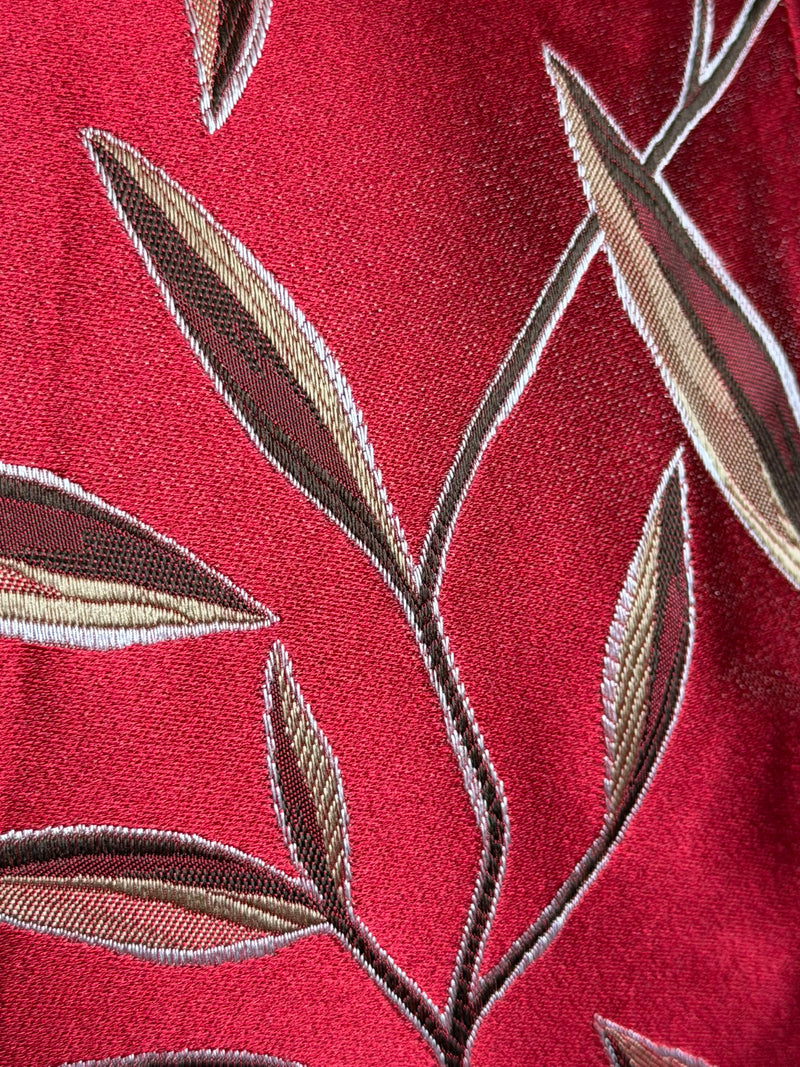 Deep red silk sleeveless top by Prada, fabric condition detail