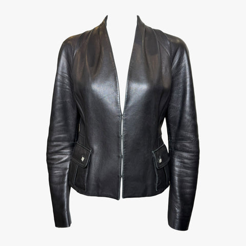John Galliano F/W 2004 Black Leather Blazer with Crystal Details