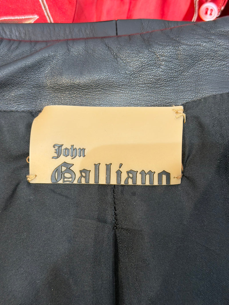 John Galliano leather blazer, back view displaying fitted silhouette and articulated back seaming