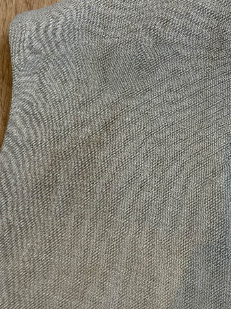 Natural beige linen dress, side profile view