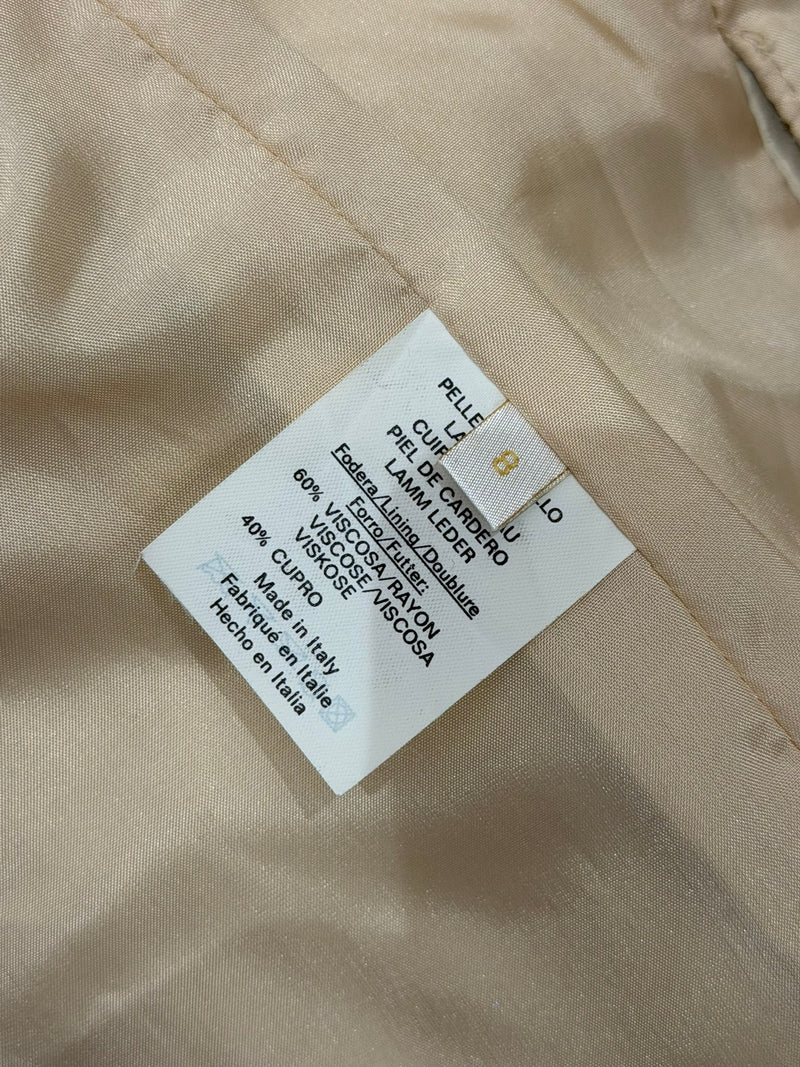 Beige suede wrap jacket by Valentino, detail of wrap construction
