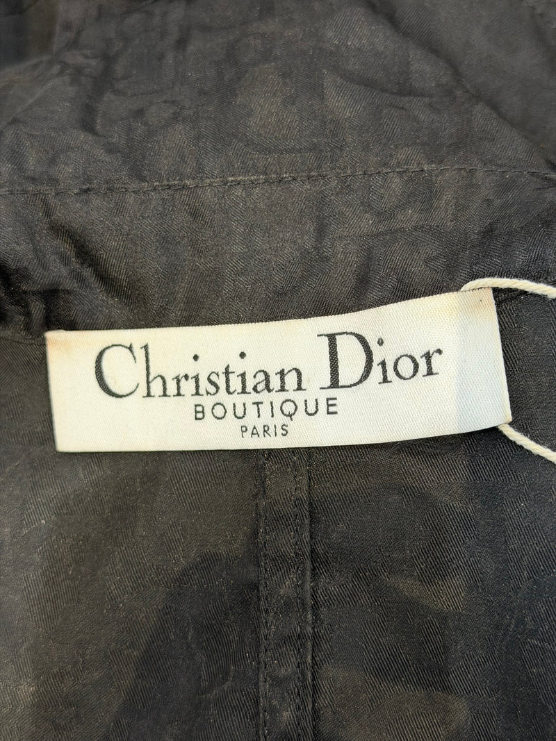 Black monogram jacquard trench coat by Christian Dior, D-ring hardware and waist belt