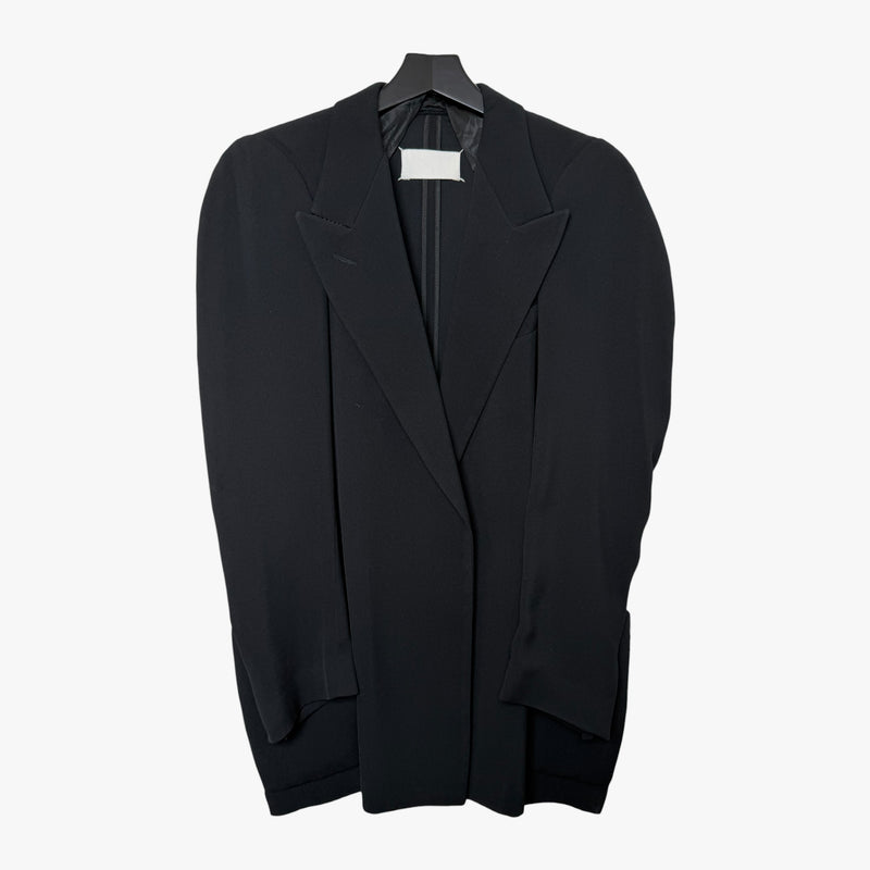 Charcoal deconstructed blazer by Maison Martin Margiela, flat lay showing architectural silhouette