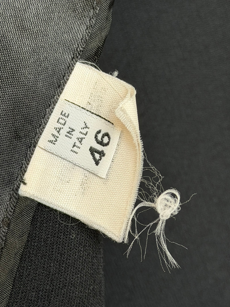 Charcoal deconstructed blazer by Maison Martin Margiela, lapel and closure detail