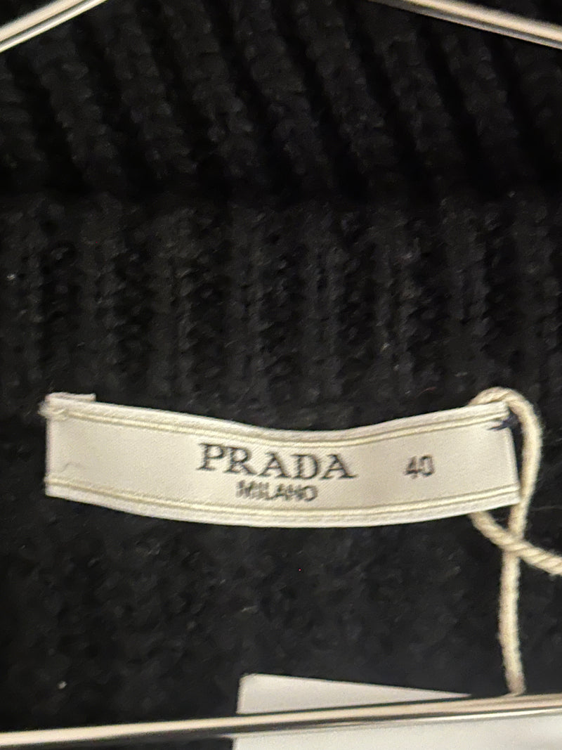 Prada Black Chunky-Knit Cropped Cardigan