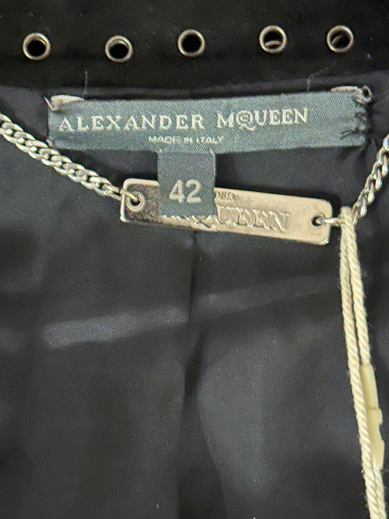 Alexander McQueen 2000s Black Suede Eyelet-Embellished Jacket