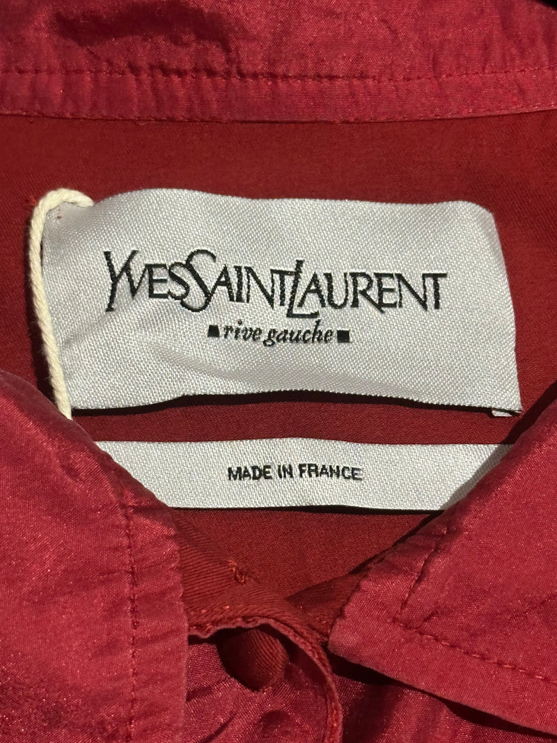 Yves Saint Laurent by Tom Ford F/W 2004 Rive Gauche Red Satin-Finish Blouson Shirt