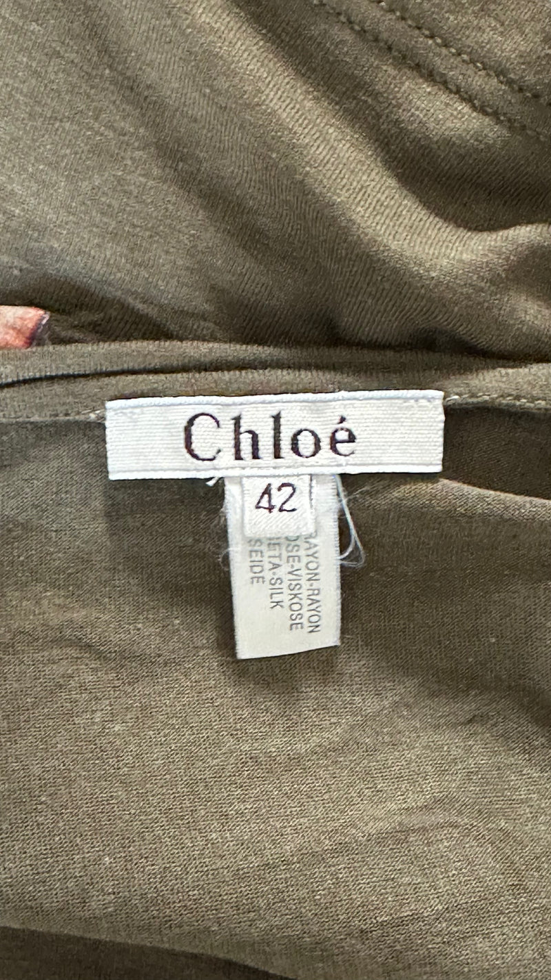 Chloe by Phoebe Philo S/S 2002 Khaki Lobster-Print Cropped Top And Shorts Set