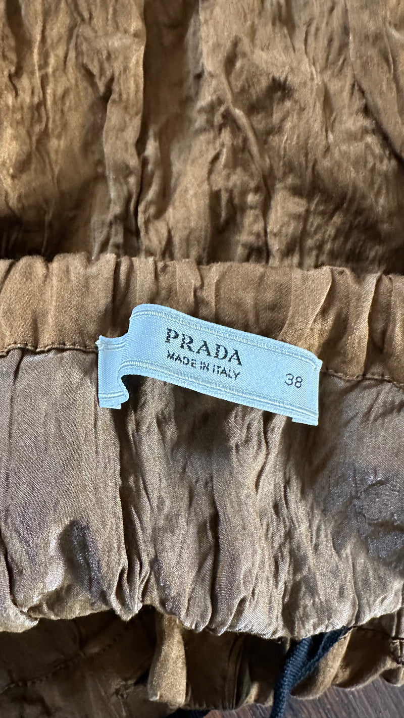 Prada S/S 2009 Brown Crinkled Strapless Bandeau Top
