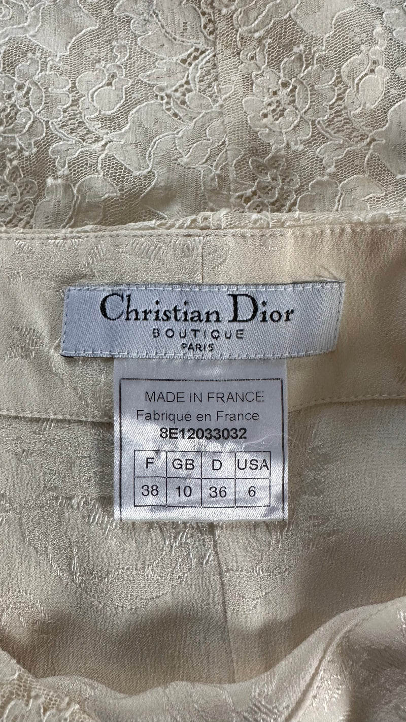 Christian Dior by John Galliano S/S 1998 Ivory Lace Pencil Skirt
