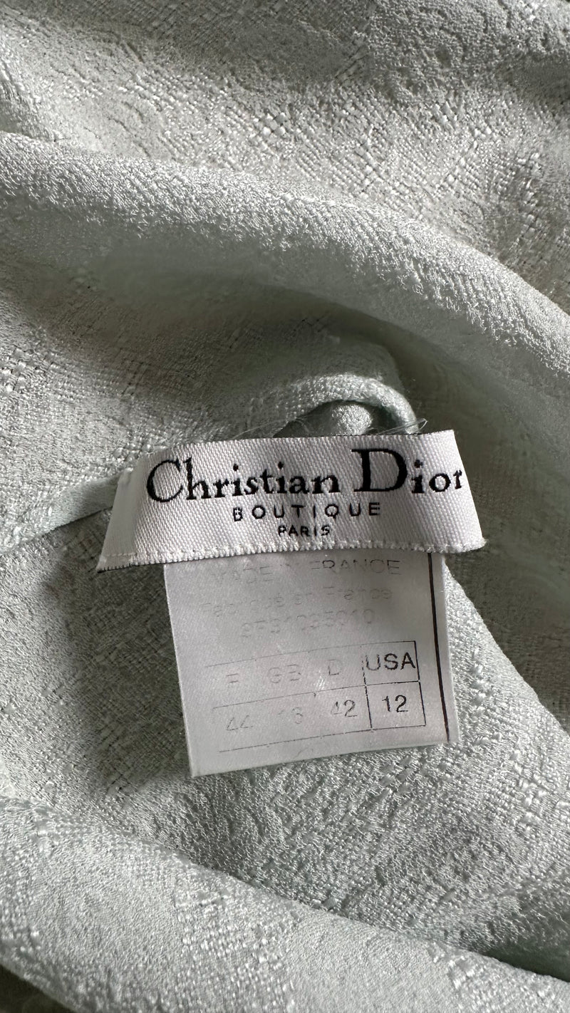Christian Dior by John Galliano S/S 1999 Pale Blue Rose-Jacquard Lace-Trimmed Camisole Top