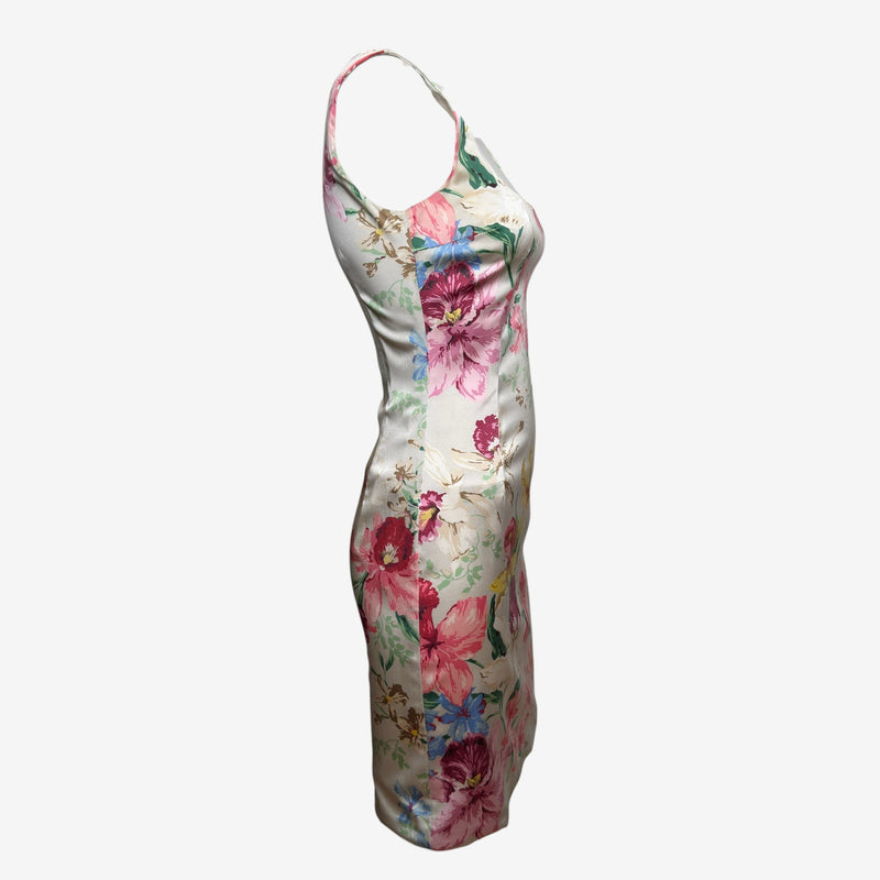 Dolce & Gabbana S/S 2005 Ivory Satin Floral Bodycon Mini Dress