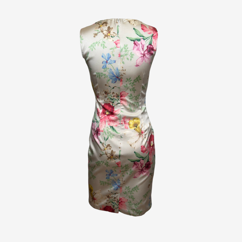 Dolce & Gabbana S/S 2005 Ivory Satin Floral Bodycon Mini Dress