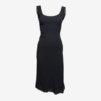 Prada F/W 2000 Black Ruffle-Trimmed Midi Dress