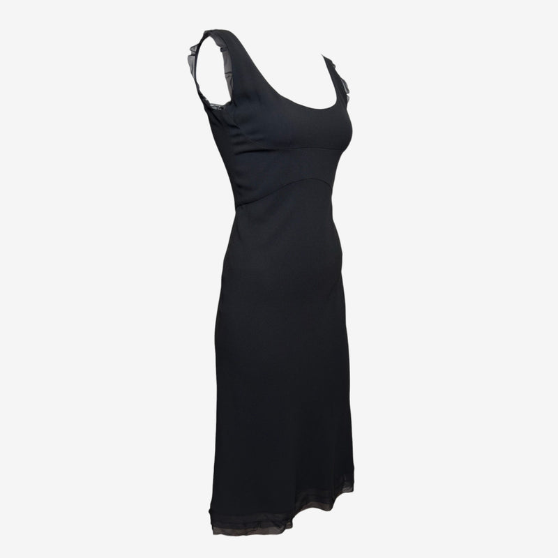 Prada F/W 2000 Black Ruffle-Trimmed Midi Dress