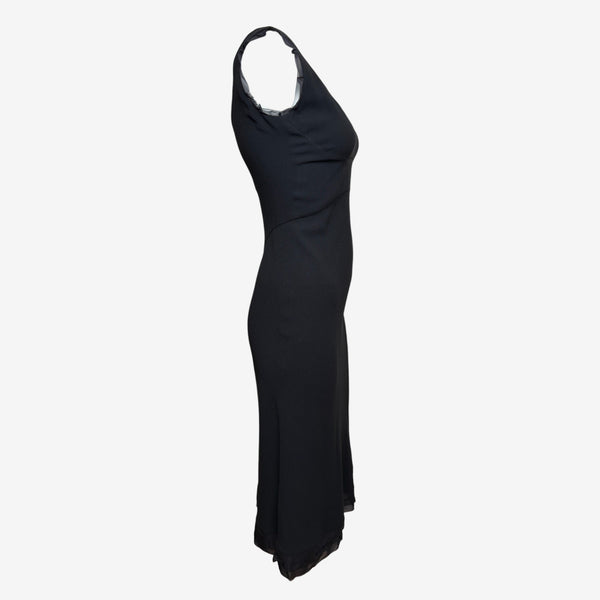 Prada F/W 2000 Black Ruffle-Trimmed Midi Dress