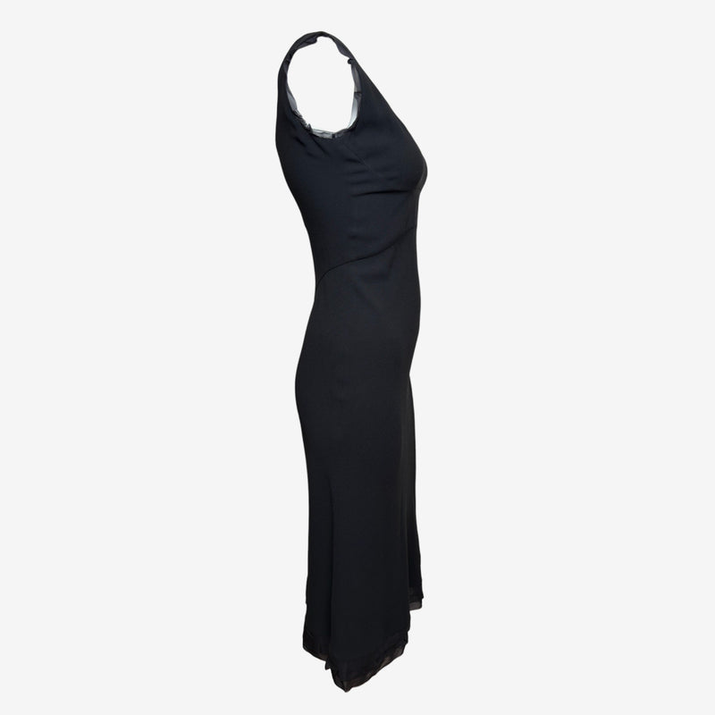Prada F/W 2000 Black Ruffle-Trimmed Midi Dress
