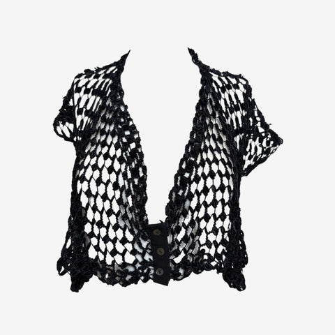 Romeo Gigli F/W 1990 Black Open-Weave Crochet Top