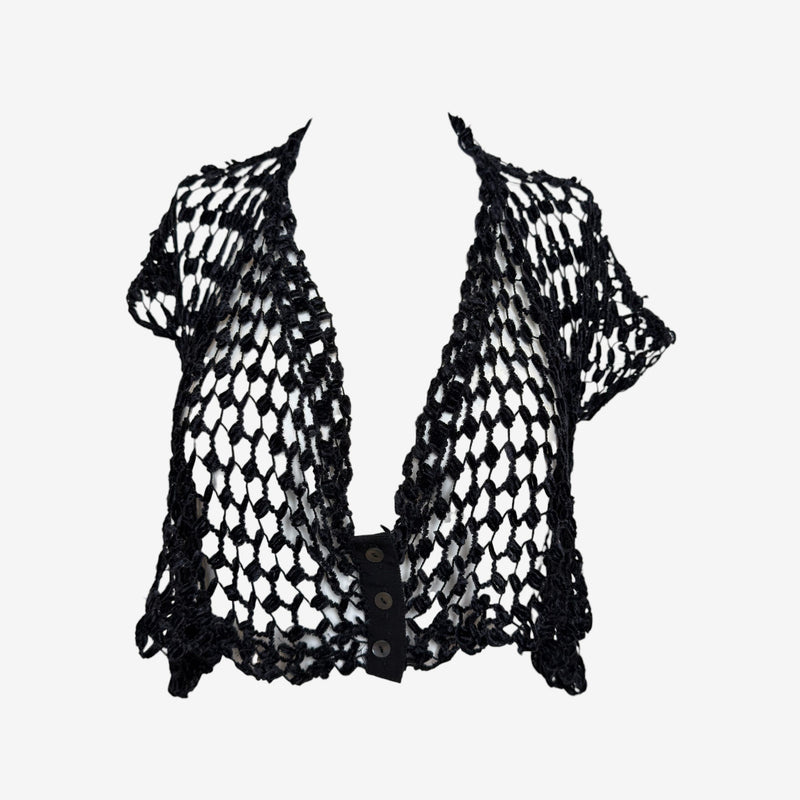 Romeo Gigli F/W 1990 Black Open-Weave Crochet Top