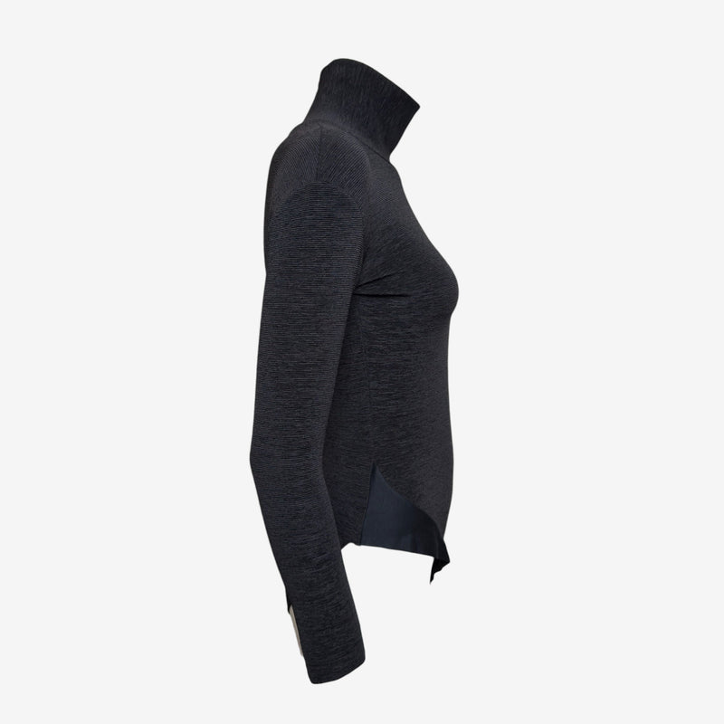 John Galliano London S/S 1987 Charcoal Fine-Knit Turtleneck Bodysuit
