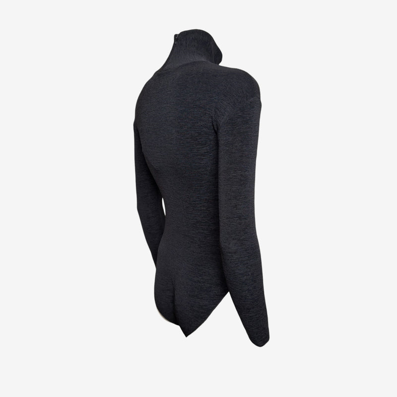 John Galliano London S/S 1987 Charcoal Fine-Knit Turtleneck Bodysuit