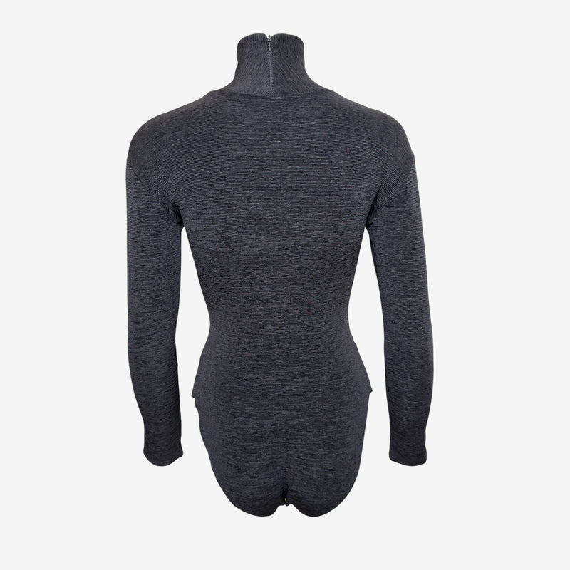 John Galliano London S/S 1987 Charcoal Fine-Knit Turtleneck Bodysuit