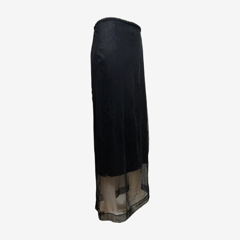 Dolce & Gabbana S/S 1998 Black Sheer Mesh Midi Skirt