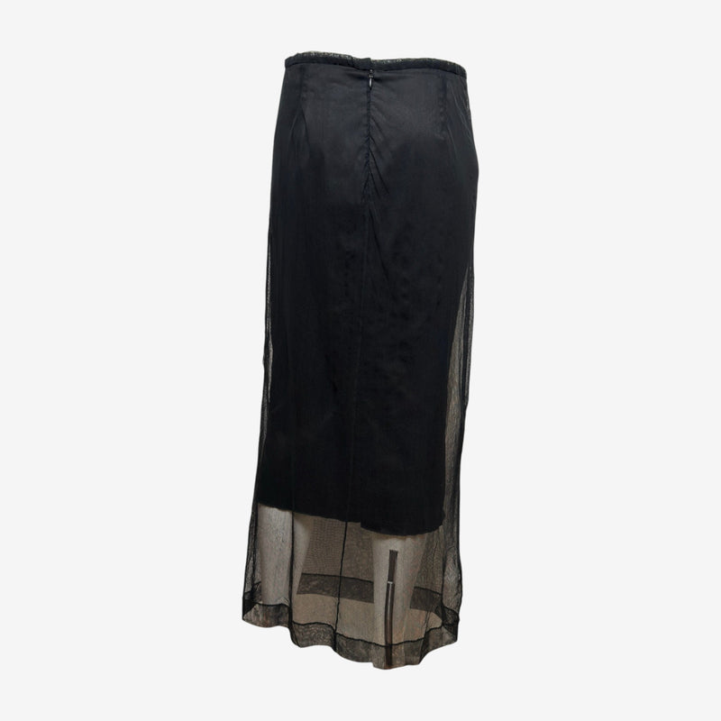 Dolce & Gabbana S/S 1998 Black Sheer Mesh Midi Skirt