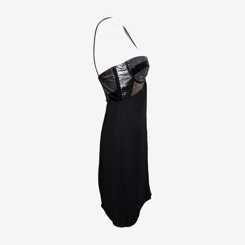 Versace S/S 2007 Black Sequinned Bustier Mini Dress