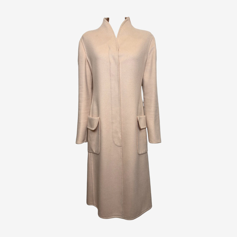 Alexander McQueen F/W 2004 Beige Open-Front Stand-Collar Midi Coat