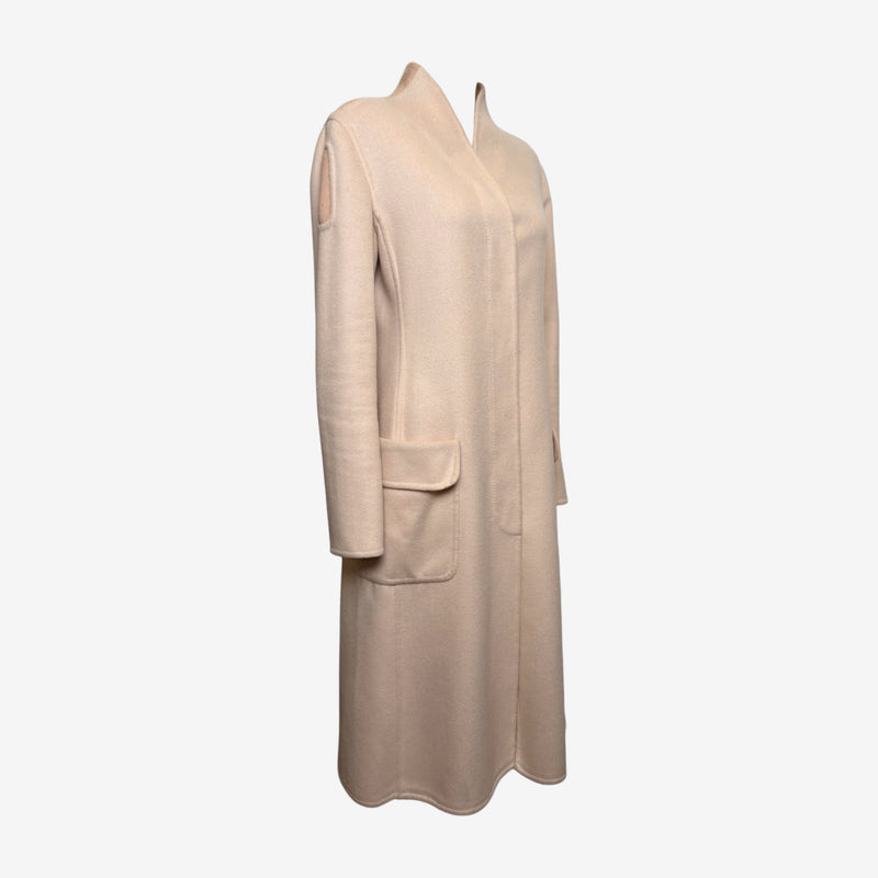 Alexander McQueen F/W 2004 Beige Open-Front Stand-Collar Midi Coat