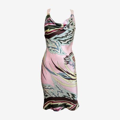 Alexander McQueen S/S 2001 Pink Printed Cowl-Neck Slip Dress