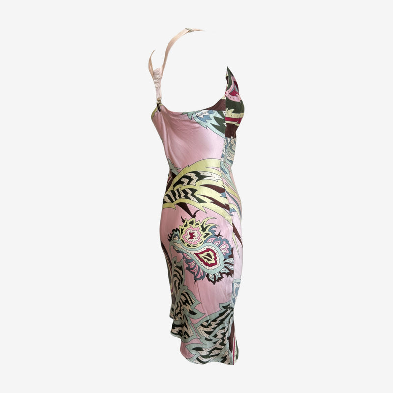 Alexander McQueen S/S 2001 Pink Printed Cowl-Neck Slip Dress