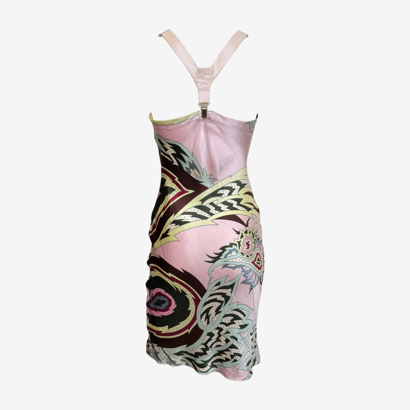 Alexander McQueen S/S 2001 Pink Printed Cowl-Neck Slip Dress