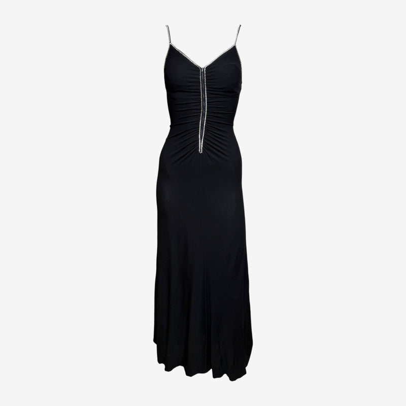 Chloé by Karl Lagarfeld 1980s Ruched Rhinestone-Trimmed Maxi Dress