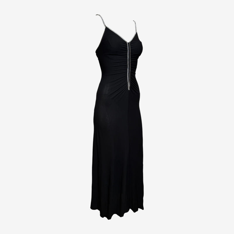 Chloé by Karl Lagarfeld 1980s Ruched Rhinestone-Trimmed Maxi Dress
