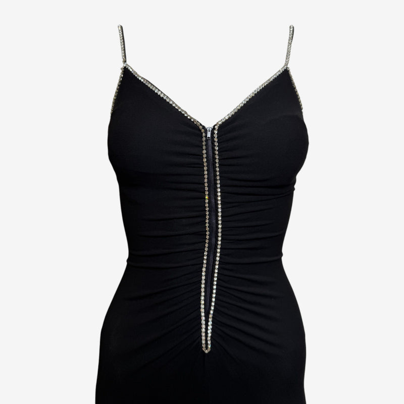 Chloé by Karl Lagarfeld 1980s Ruched Rhinestone-Trimmed Maxi Dress