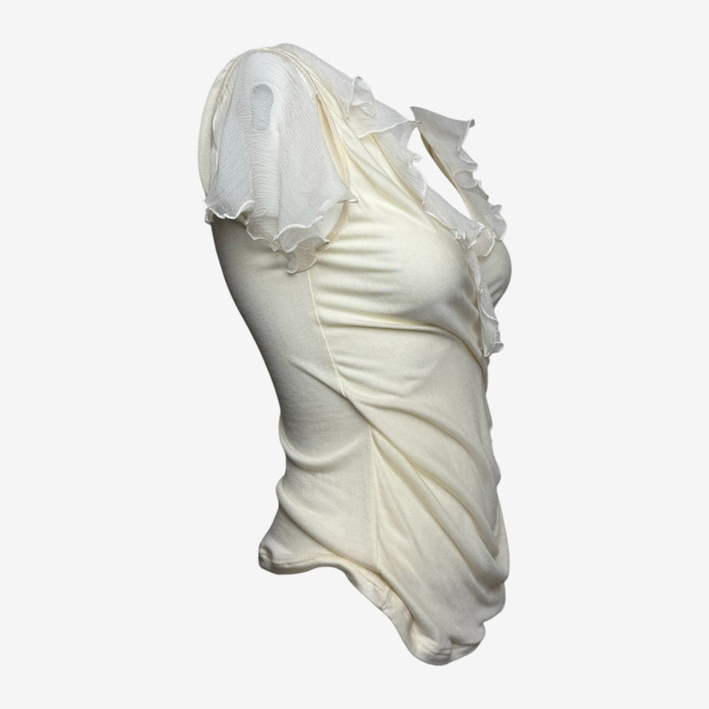 Christian Dior by John Galliano S/S 2005 Cream Draped Ruffled Top